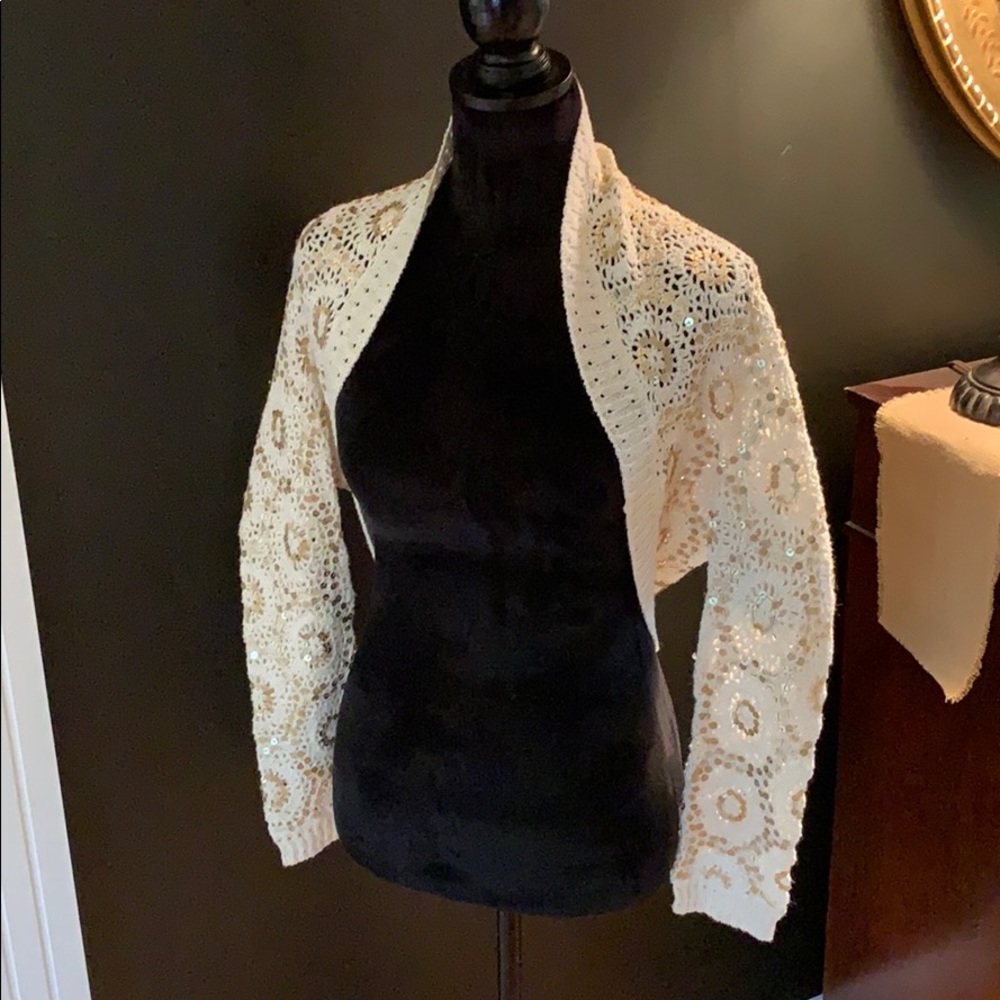 White House Black  Market crochet shrug NWT